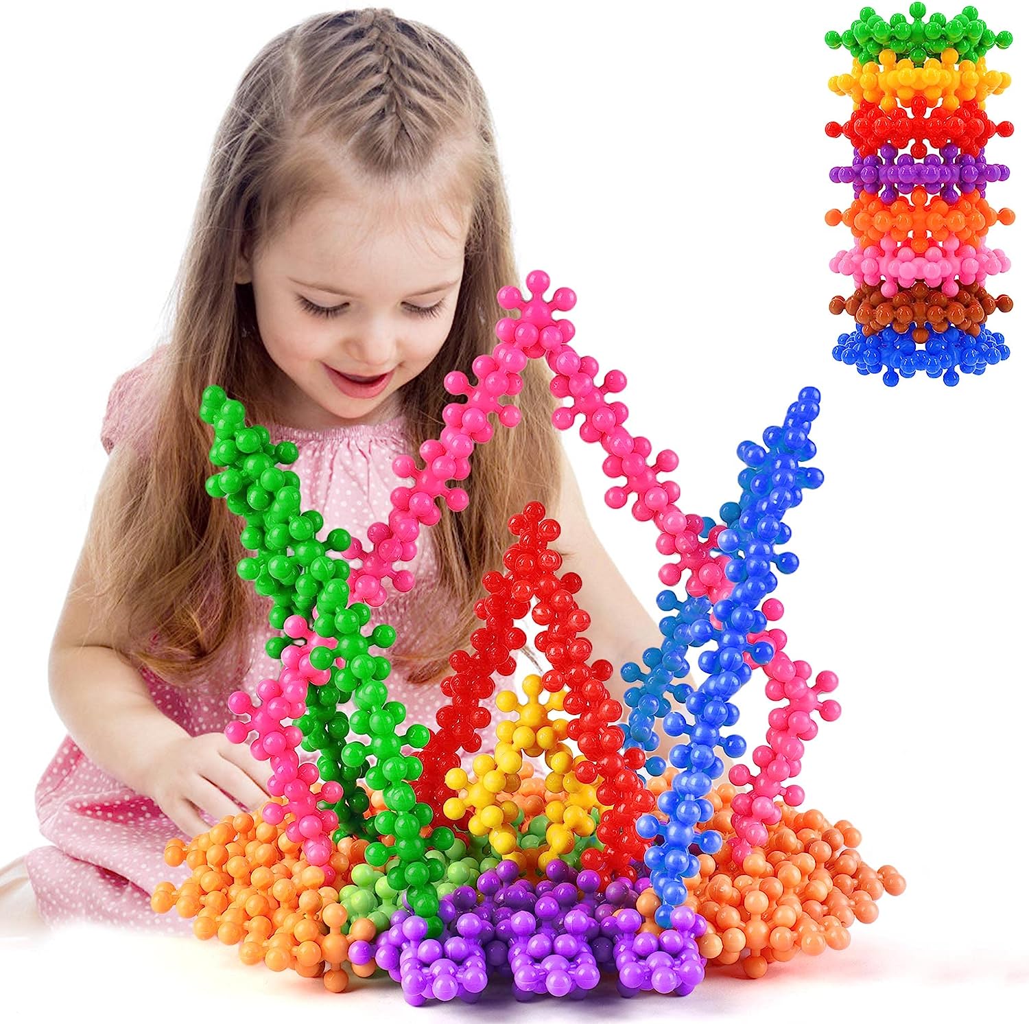 Shipra Play House Starlink for Kids Building Blocks and Beads Set, Activities Educational Building Blocks Toys for Kids, Multicolored Flowers and Star Shapes for Creative Play